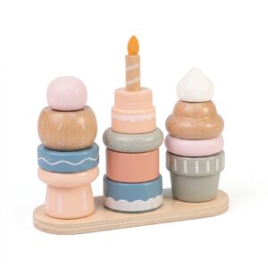Wooden Dessert Stacking Toy | Montessori Cupcake Pretend Play Set for Toddlers
