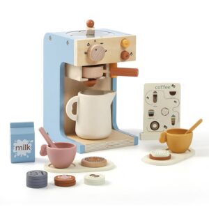 Wooden Coffee Maker Playset | Montessori Pretend Play Coffee Machine Toy for Kids